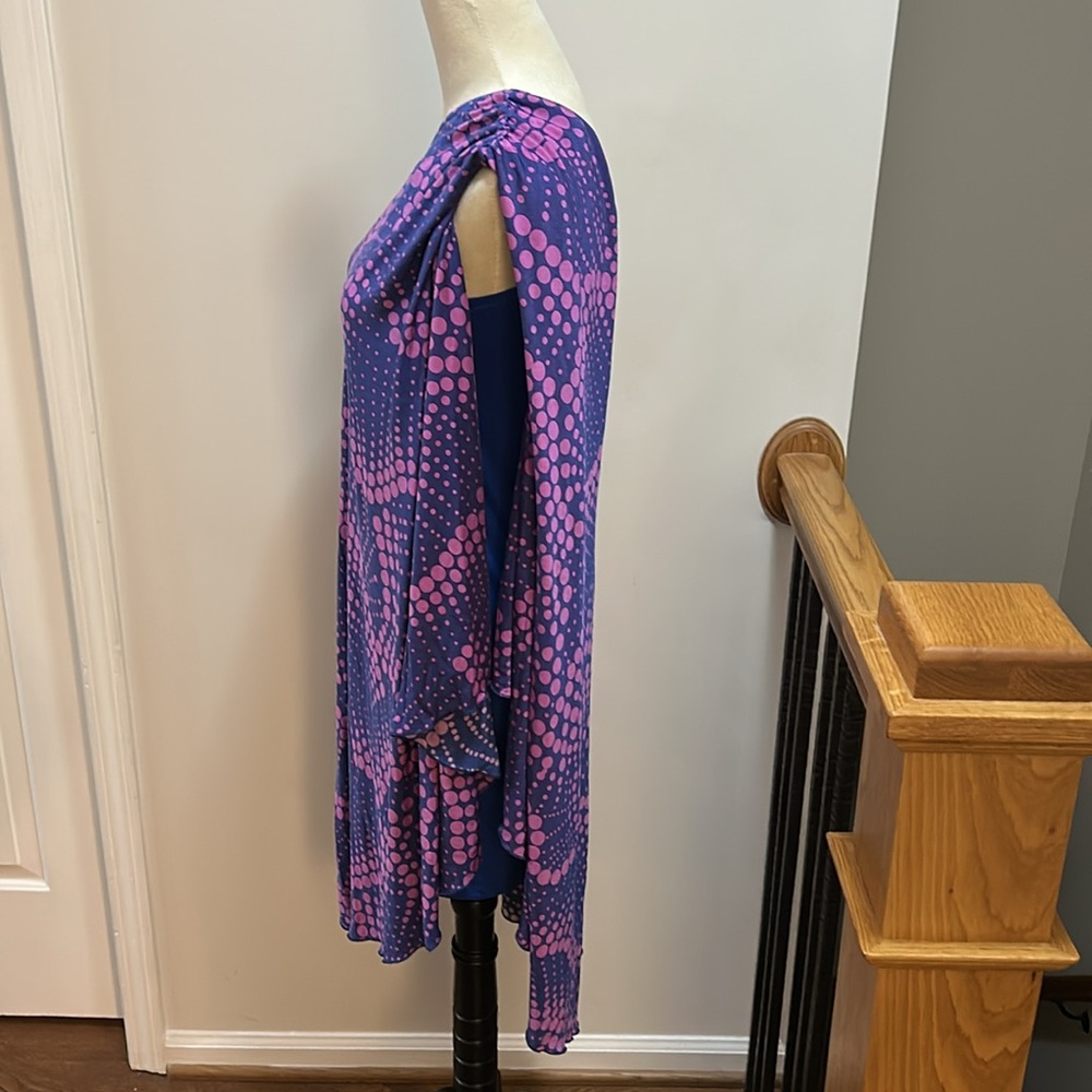 Purple and Pink One-Shoulder Dress funky abstract dot print size small - Picture 5 of 14